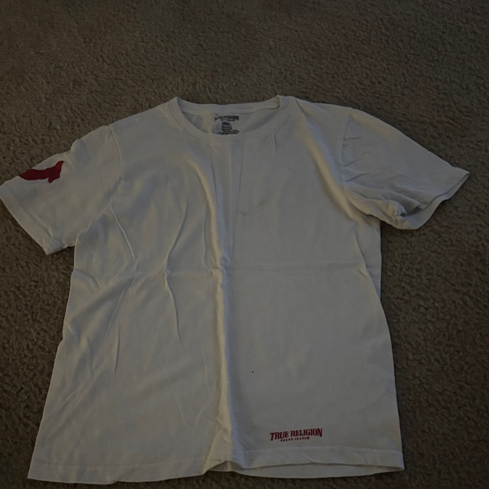 True Religion Cream Tee with Red Accents